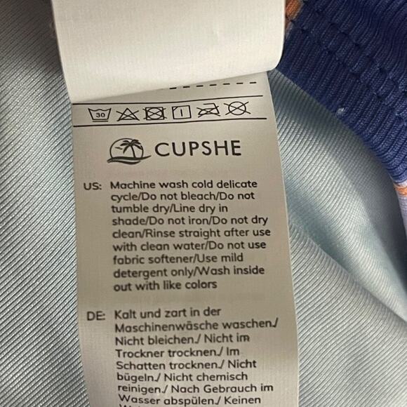 CUPSHE Women 2 Piece Swimsuit XS Purple Ribbed Floral Tankini Top High Waist - Picture 8 of 9